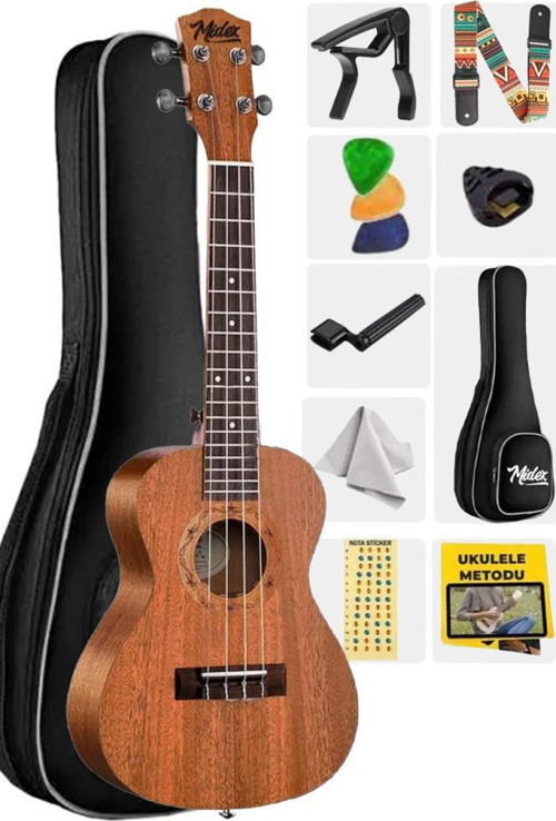 TN-26M Set Maun Tenör Ukulele (Softcase Capo Metod Nota Sticker Askı Pena)