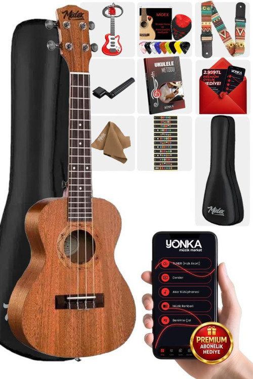 TN-26M Set Maun Tenör Ukulele (Softcase Capo Metod Nota Sticker Askı Pena)