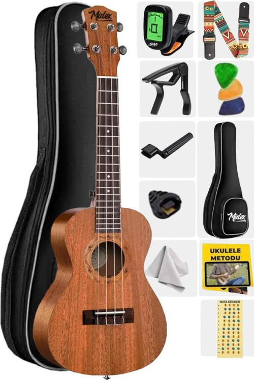 CT-24MC Set Maun Concert Ukulele (Softcase Tuner Capo Metod Nota Sticker Askı Pena)