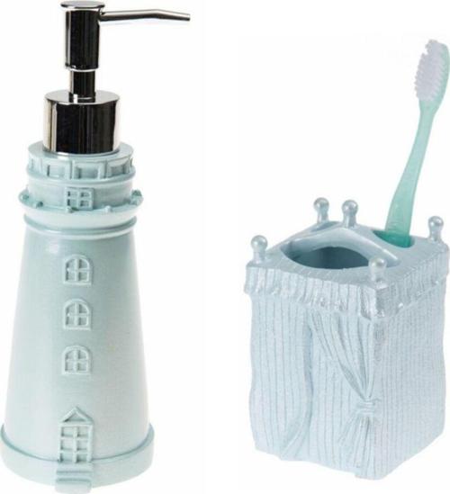 Sıvı Sabunluk,Diş Fırçalık 2 Li Banyo Seti,Deniz Feneri