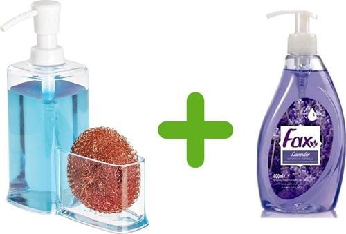Süngerlik Bölmeli Akrilik Sıvı Sabunluk Ve 1 Adet 400 Ml Sıvı Sabun Lavanta Kokulu