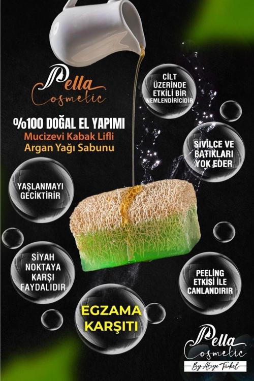 Cosmetic %100 El Yapımı Gliserinli Mucizevi Doğal Kabak Lifli Argan Yağlı Sabun 130 Gr