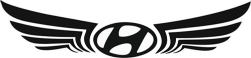 Hyundai İçin Uyumlu Aksesuar Kanatlı Logo Sticker Siyah 24*6 Cm