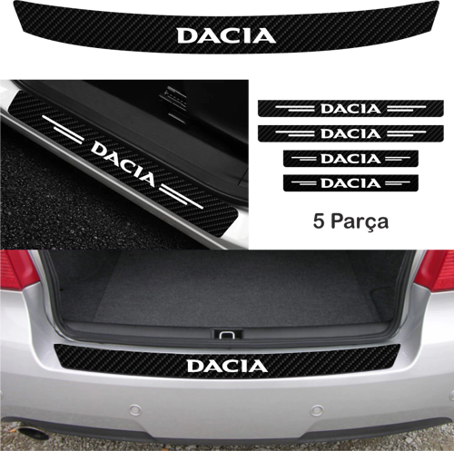 Dacia Lodgy İçin Uyumlu Aksesuar Oto Bağaj Ve Kapı Eşiği Sticker Set Karbon