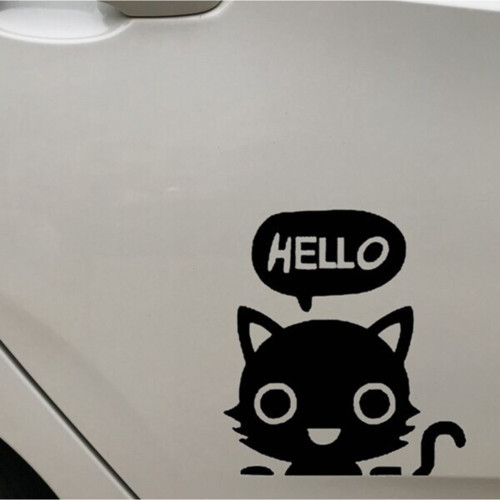 Karikatür Kedi Tasarım Su Geçirmez Çıkarılabilir Oto Sticker Siyah 19*16 Cm