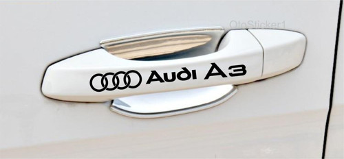 Audi A3 İçin Uyumlu Aksesuar Kapı Kolu Ve Jant Sticker Set 8 Adet 11*1.2 Cm