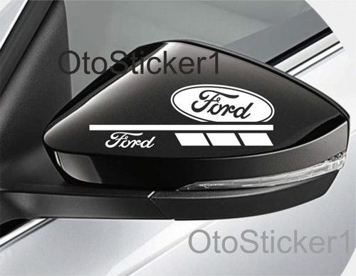 Ford İçin Uyumlu Aksesuar Oto Ayna Sticker Sağ-Sol 2 Adet Beyaz 16*5 Cm