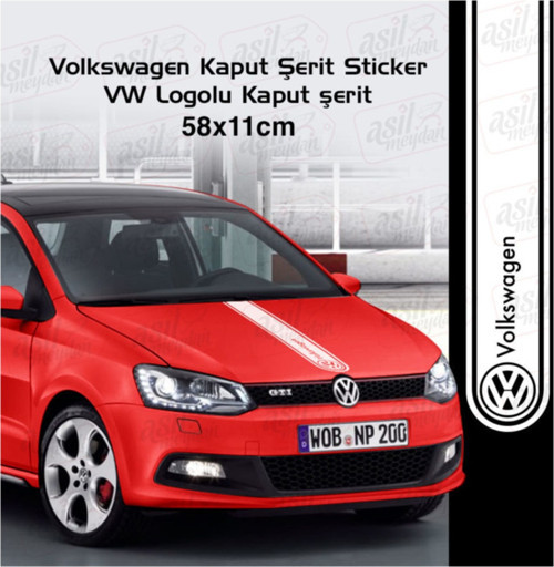 Volkswagen İçin Uyumlu Aksesuar Oto Kaput Şerit Sticker Beyaz
