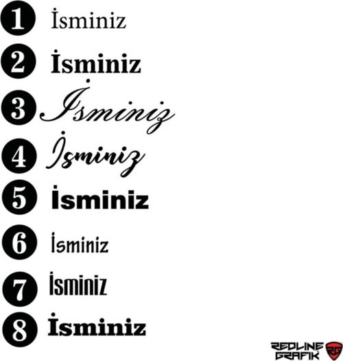 Özel İsim Yazı Oto Sticker Siyah