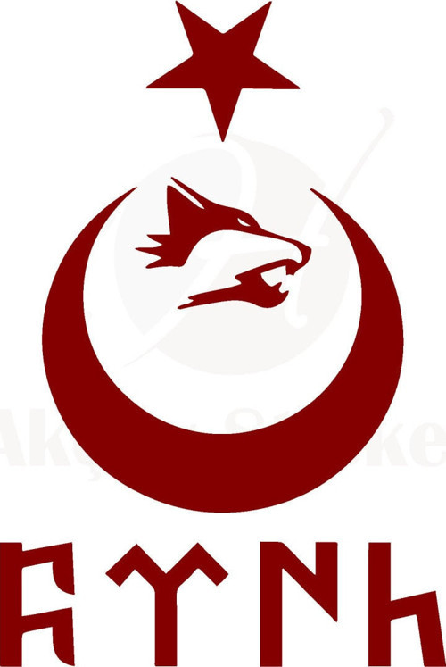 Ay Yıldız Kurt Göktürkçe Türk Sticker Kırmızı 30X20 Cm