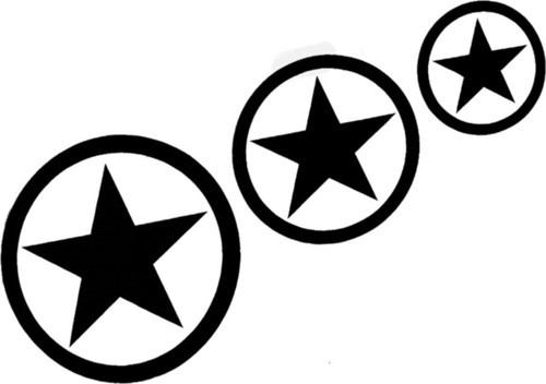 Askeri Yıldız Oto Sticker 3'Lü Siyah 22*10 Cm