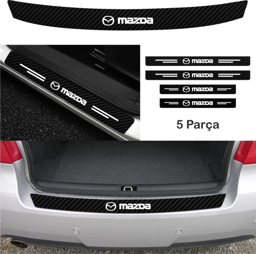 Mazda 3 İçin Uyumlu Aksesuar Oto Bağaj Ve Kapı Eşiği Sticker Set Karbon
