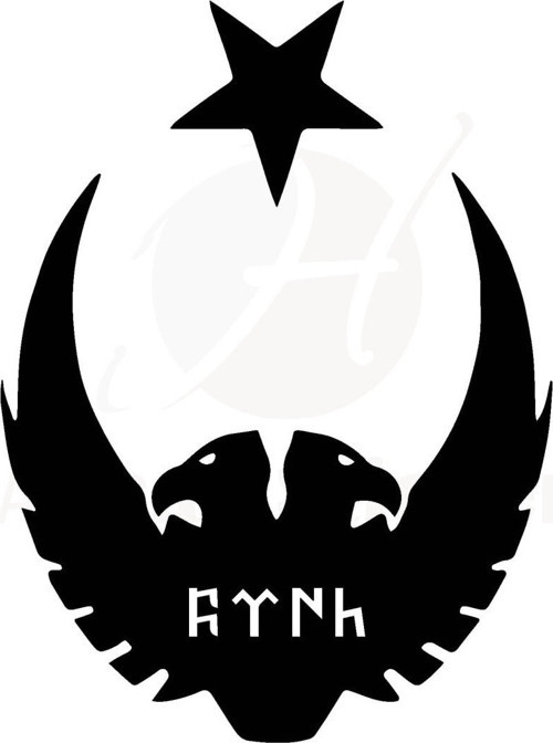 Ay Yıldız Kartal Göktürkçe Türk Oto Sticker Siyah 30*25 Cm