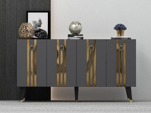 150 cm Işıl Konsol Antrasit - Altın