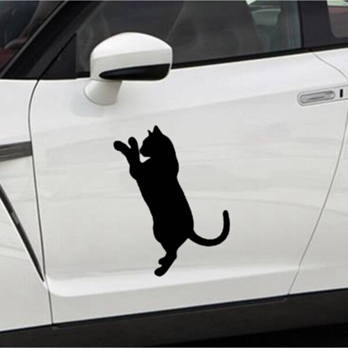 Komik Kedi Tasarım Çıkarılabilir Su Geçirmez Oto Sticker 2 Parça 14*18 Cm