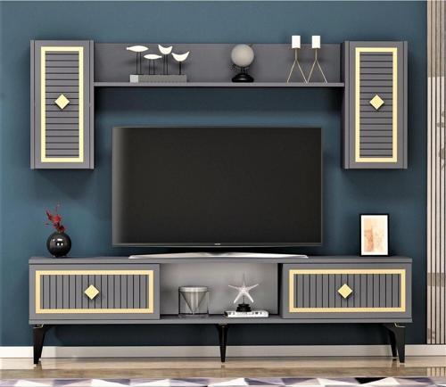 150 cm Nil Tv Ünitesi Antrasit - Altın