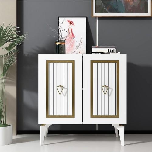 75 cm Capri Konsol - Çok Amaçlı Dolap Beyaz - Altın