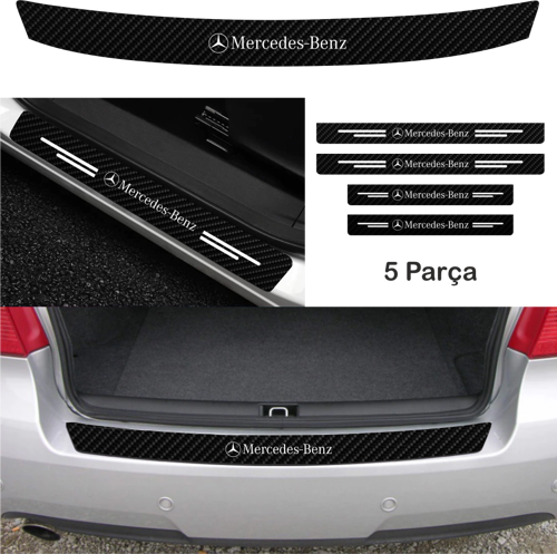 Mercedes 190 İçin Uyumlu Aksesuar Oto Bağaj Ve Kapı Eşiği Sticker Set Karbon
