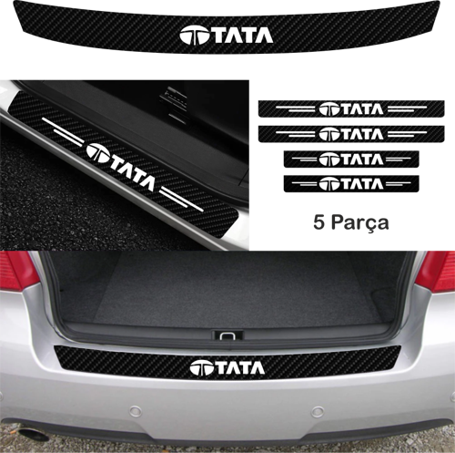 Tata İçin Uyumlu Aksesuar Oto Bağaj Ve Kapı Eşiği Sticker Set Karbon