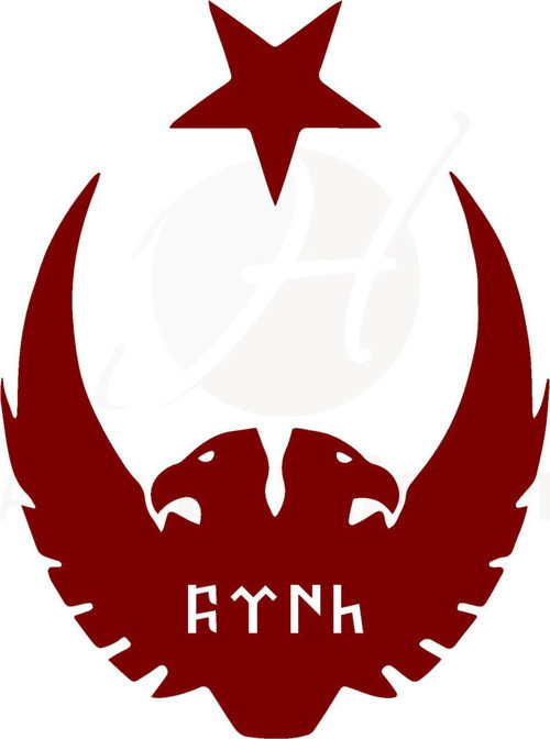Ay Yıldız Kartal Göktürkçe Türk Oto Sticker Kırmızı 30*25 Cm