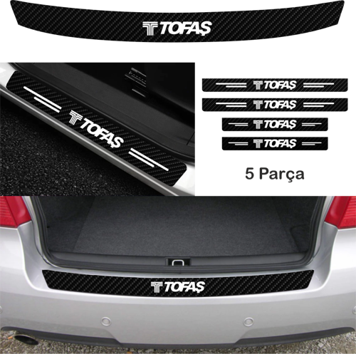 Tofaş Doğan İçin Uyumlu Aksesuar Oto Bağaj Ve Kapı Eşiği Sticker Set Karbon
