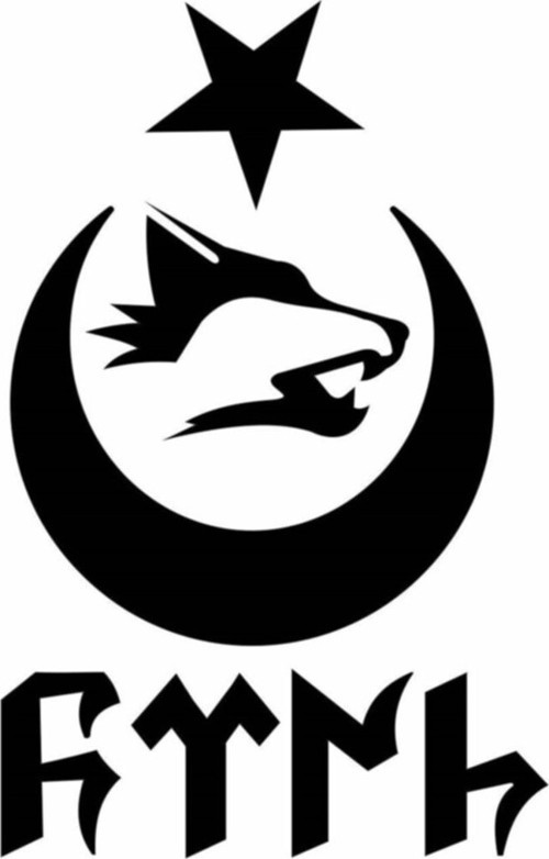 Göktürkçe Türk Kurt Hilal Oto Sticker 25 X 37 Cm