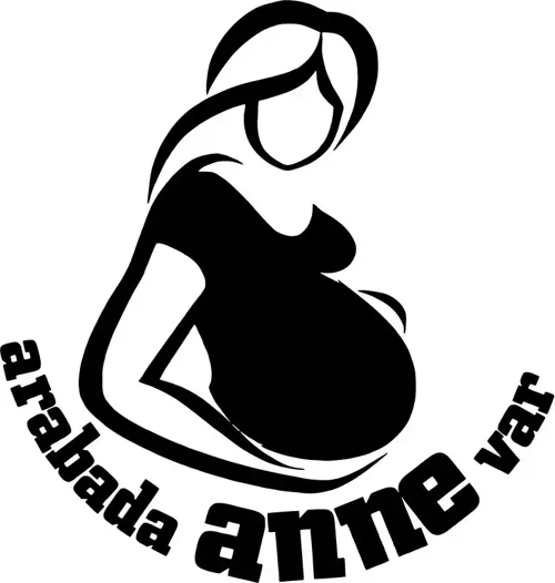 Arabada Anne Var Oto Sticker Siyah 30 X 30 Cm