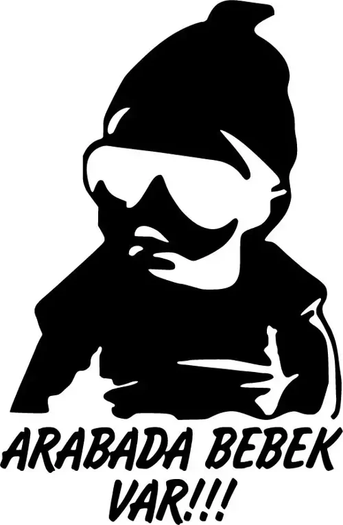 Arabada Bebek Var Cool Oto Sticker Siyah 10 X 15 Cm