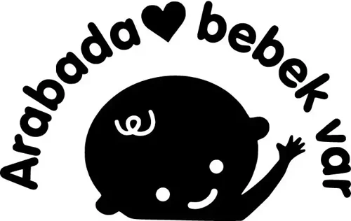 Arabada Bebek Var Oto Sticker Siyah 30 X 18 Cm