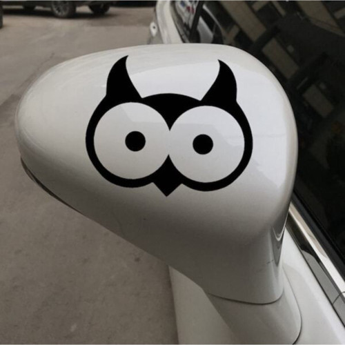 Karikatür Baykuş Kafası Oto Sticker Siyah 20*15 Cm