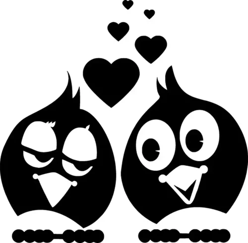 Aşık Kuş Çift Oto Sticker Siyah 25 X 25 Cm
