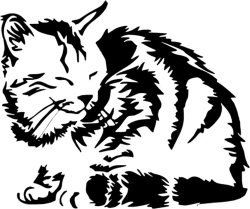 Uyuyan Kedi Oto Sticker Siyah 25 X 20 Cm