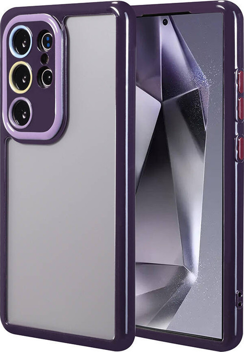 Galaxy S24 Ultra Kılıf Kamera Korumalı Renkli Kenar ve Çerçeve Tasarımlı Ahenk Kapak