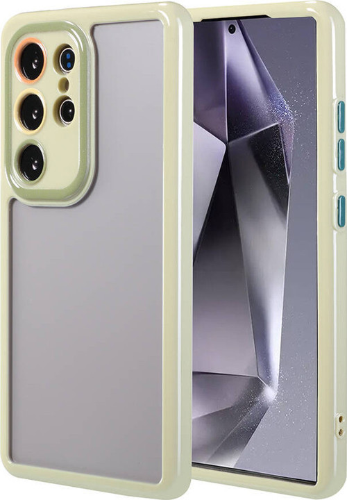 Galaxy S24 Ultra Kılıf Kamera Korumalı Renkli Kenar ve Çerçeve Tasarımlı Ahenk Kapak