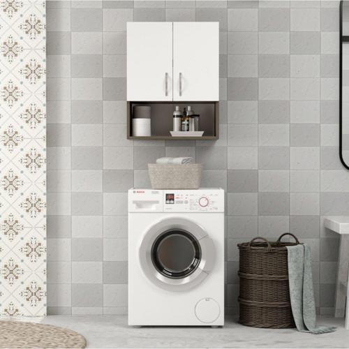 Voda Banyo Dolabı Ceviz - Beyaz