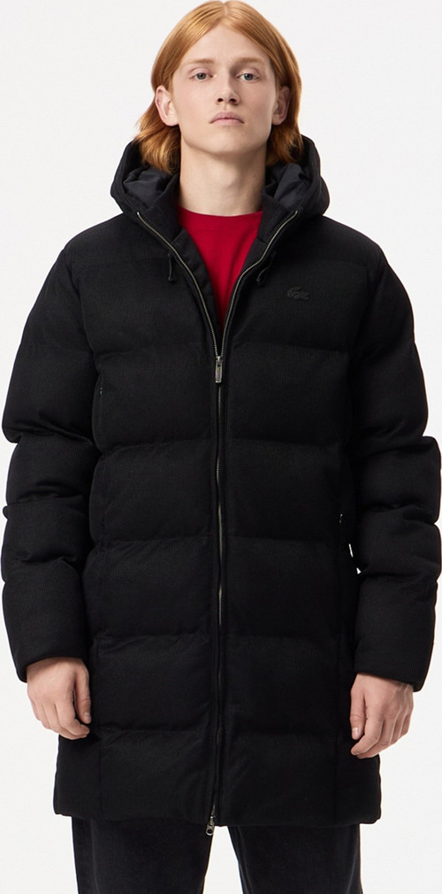 Down Fill Mens Parka Sabit Kapüşonlu Kaz Tüyü Erkek Fitilli Parka Siyah
