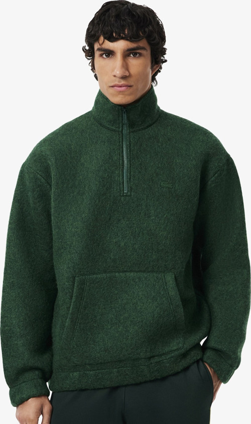 Loose Fit 1/4 Zip Men's Cotton Sweatshirt Erkek Bol Kesim Dik Yaka 1/4 Fermuar Sweatshirt Yeşil