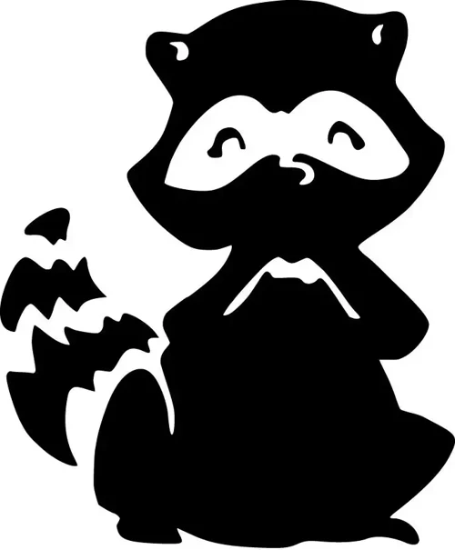 Sevimli Rakun Oto Sticker Siyah 30 X 36 Cm