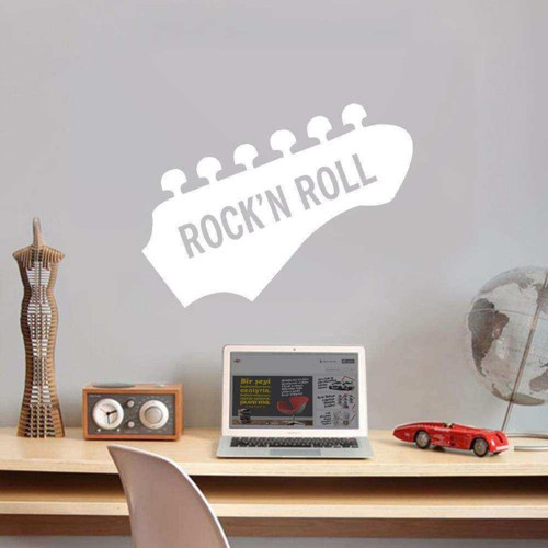 Rock'N Roll Music Dekoratif Genç Odası Duvar Sticker Çıkartma Beyaz