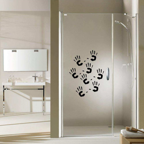 Çoklu El Izi Silüetli Dekoratif Banyo Duşakabin Sticker (60 Cm X 40 Cm)