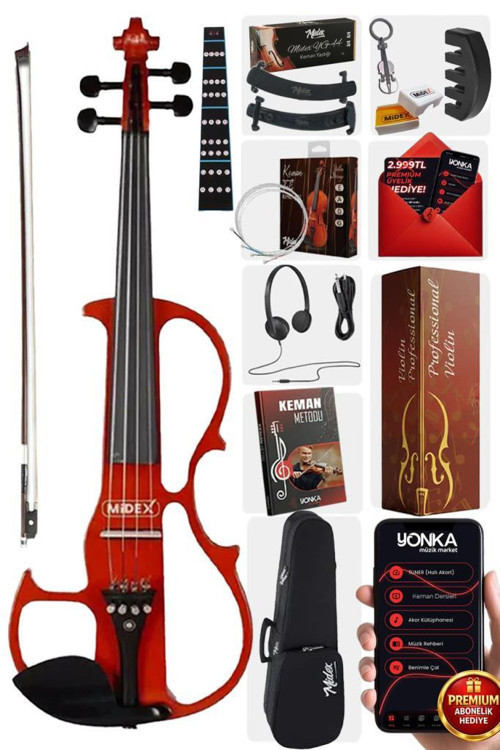 RCZ-606RD Elektro Keman Seti Red (Kulaklık Kablo Tuner Yastık)