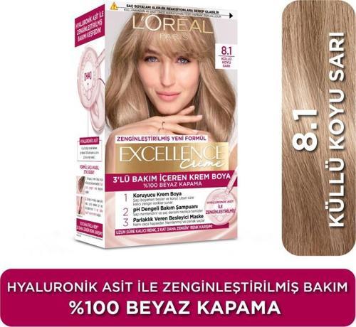 L’Oréal Paris Excellence Creme 8.1 Küllü Koyu Sarı Saç Boyası