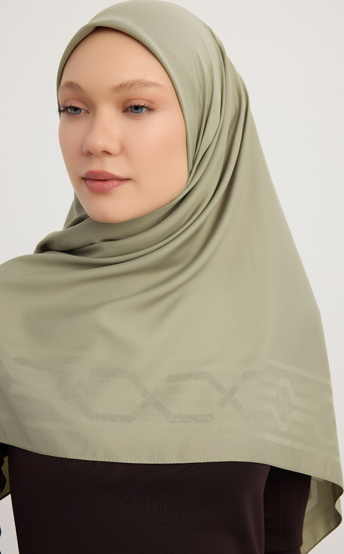 A0622 Mat Saten Pano Jakarlı Eşarp 100x100cm - Nefti