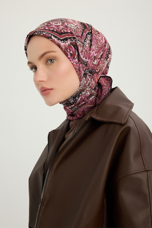 Ebedi Saraylar - Pudra - Vierra Desenli Viskon Eşarp - 90x90 Cm