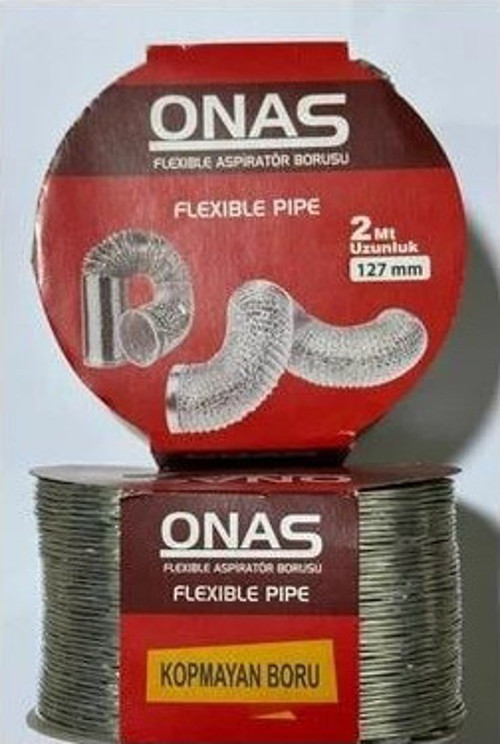 Onas Aspiratör Borusu 2 Metre Alüminyum Aspiratör Borusu Davlumbaz Havalandırma Borusu
