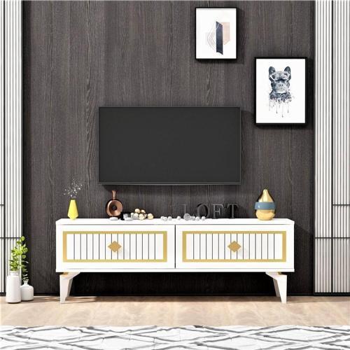 120 cm Venna Tv Ünitesi Beyaz - Altın