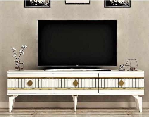 150 cm Lenora Tv Ünitesi Tv Stand Beyaz - Altın