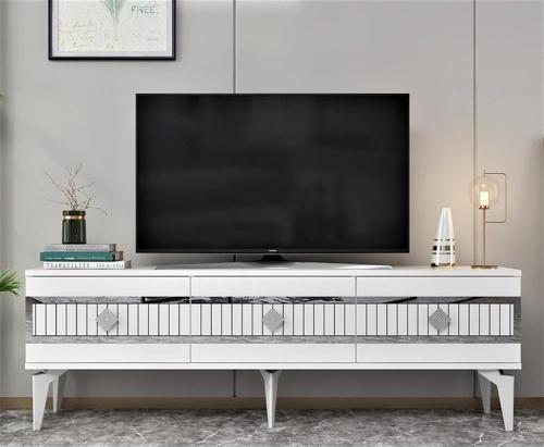 150 cm Nova Tv Ünitesi Tv Stand Beyaz - Gümüş