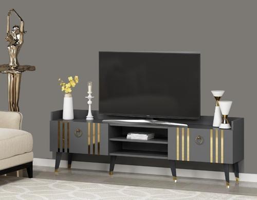 180 cm Işıl Tv Sehpası (Alt Modül) Antrasit - Altın