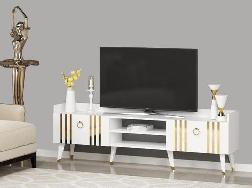 180 cm Işıl Tv Sehpası (Alt Modül) Beyaz - Altın